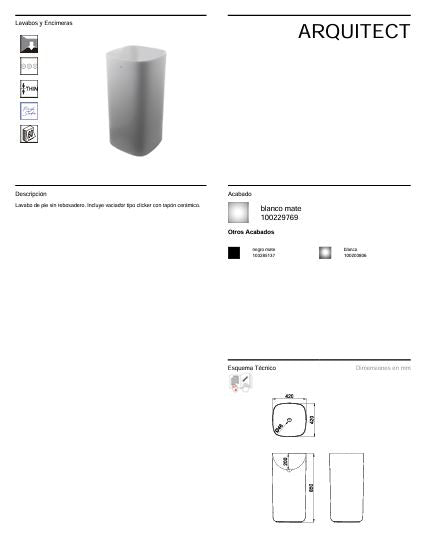 LAVABO A SUELO ARQUITECT BLANCO MATE
