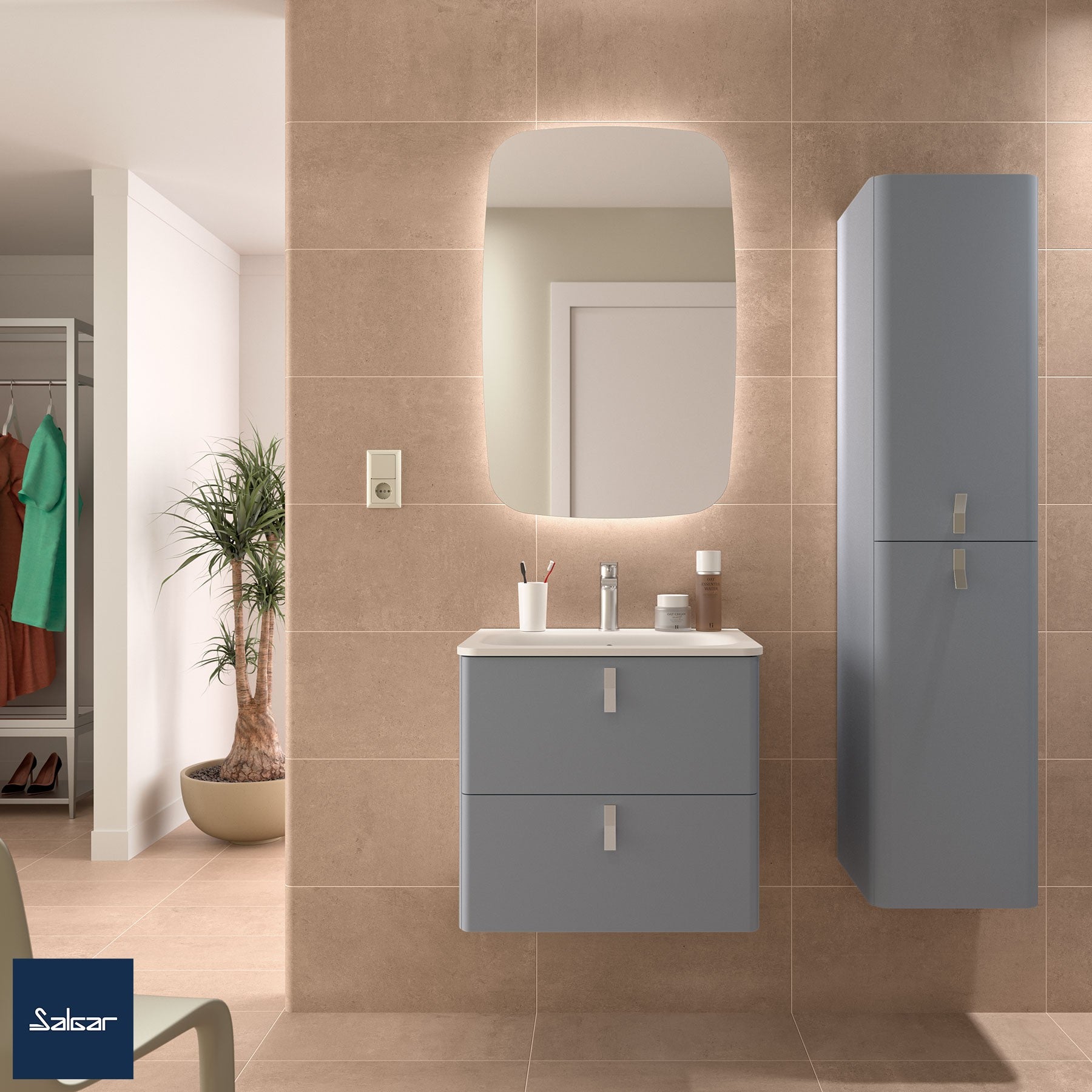 Mueble de baño Uniiq humo 60 cm 2 cajones