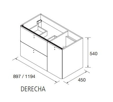 Mueble de baño Uniiq derecho 90 CM