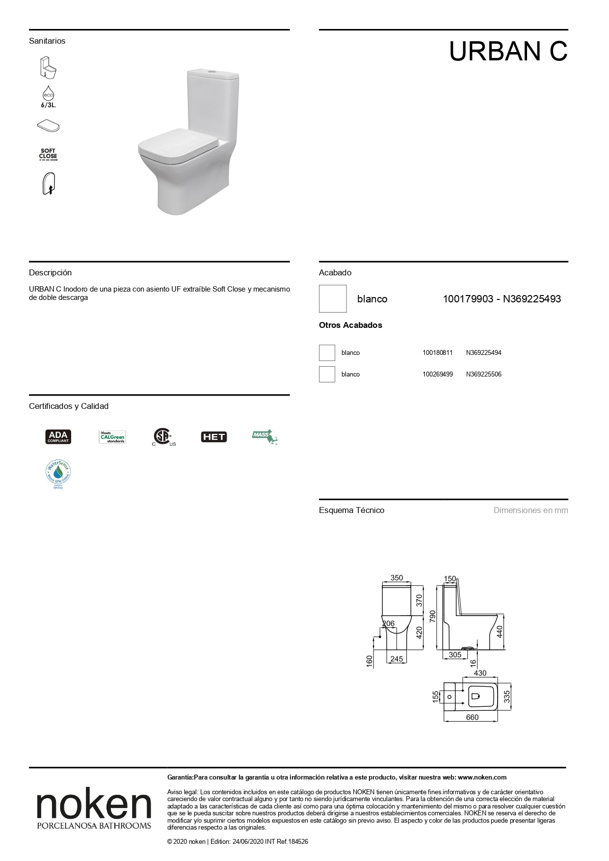 Inodoro Urban C USA Pack Blanco