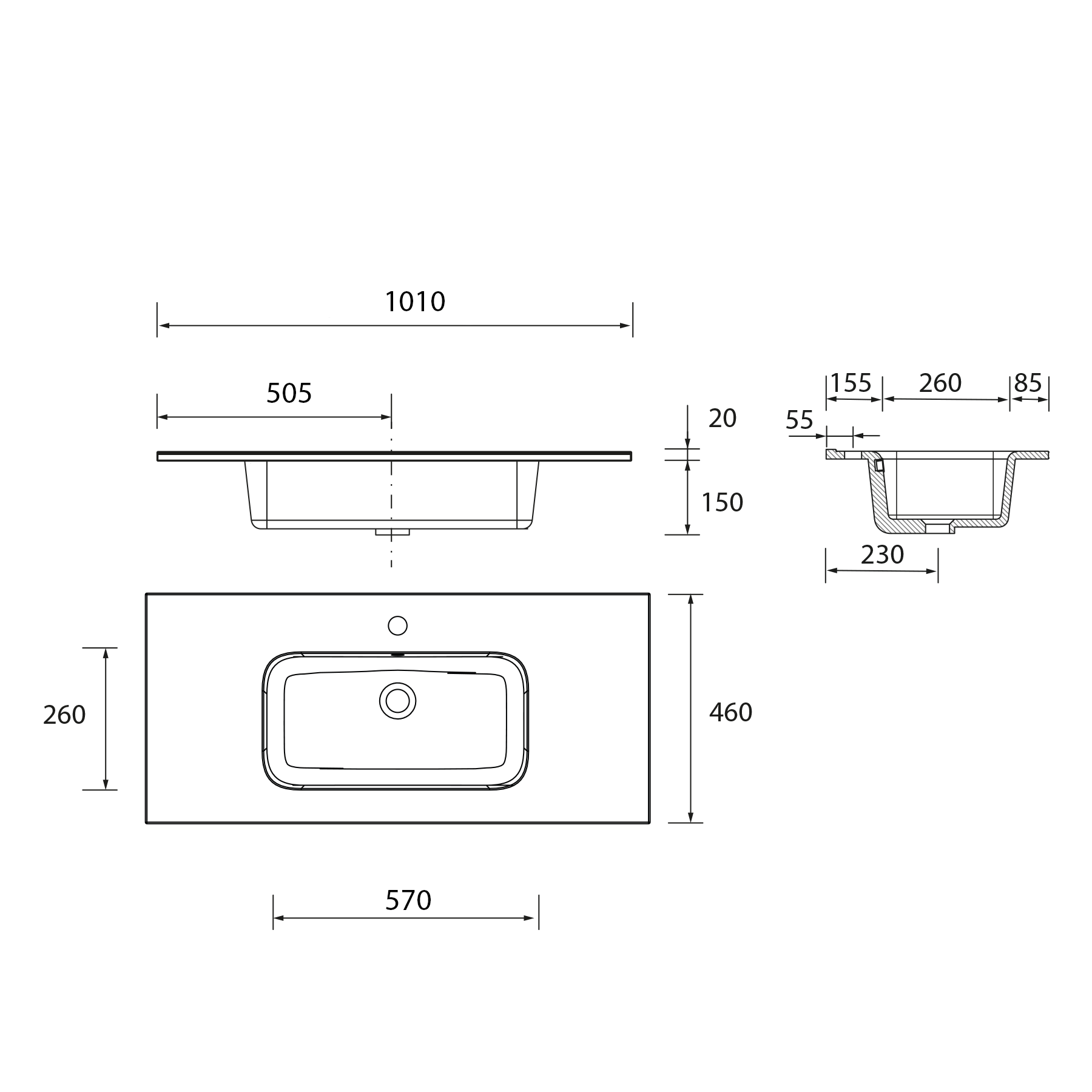 Lavabo constanza 101x46 cm blanco