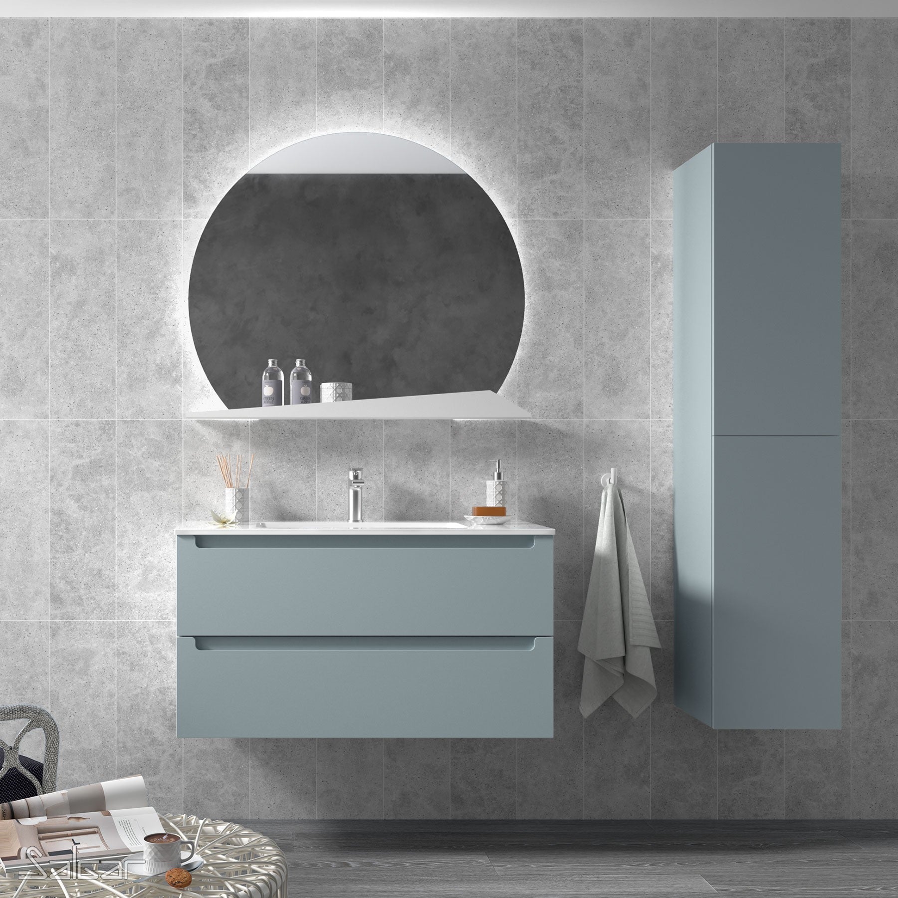 Mueble de baño MONTERREY blue fog 100 cm 2 cajones