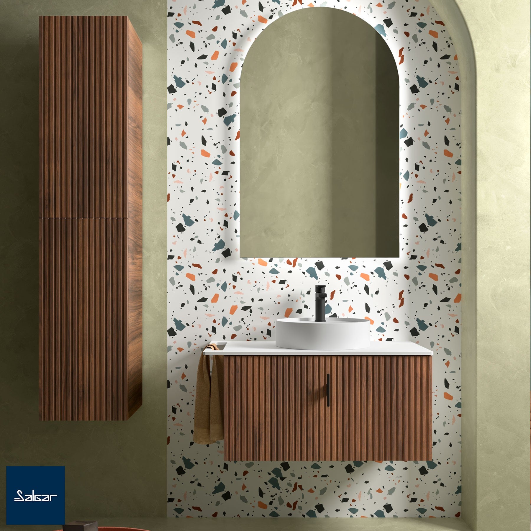 Mueble de baño BIBA nogal maya 80 cm 1 cajón