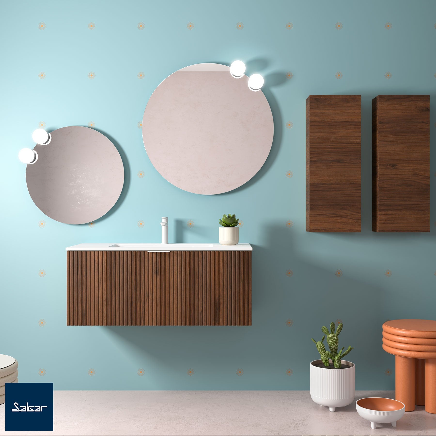 Mueble de baño BIBA nogal maya 100 cm 1 cajón