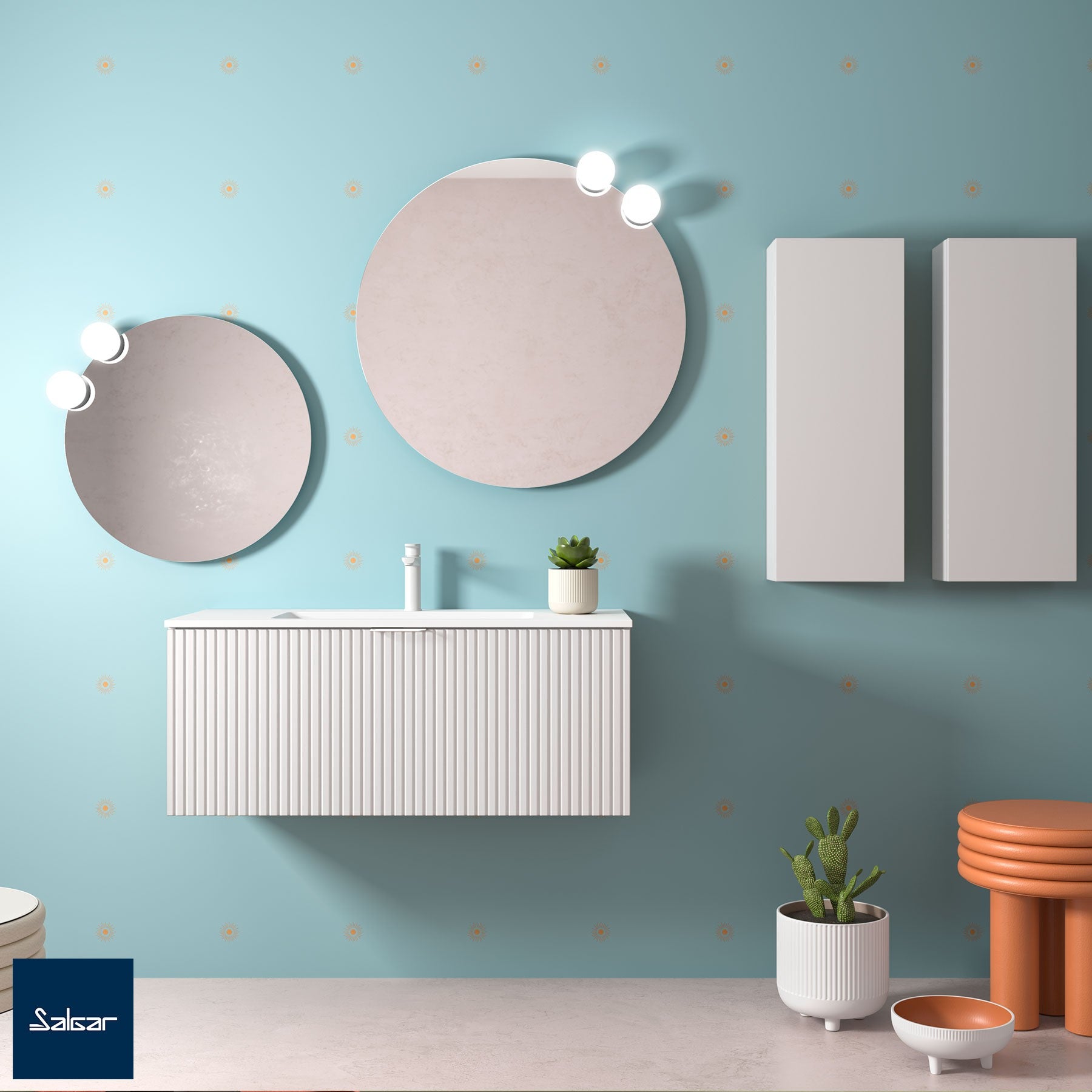 Mueble de baño BIBA white cotton 100 cm 1 cajón