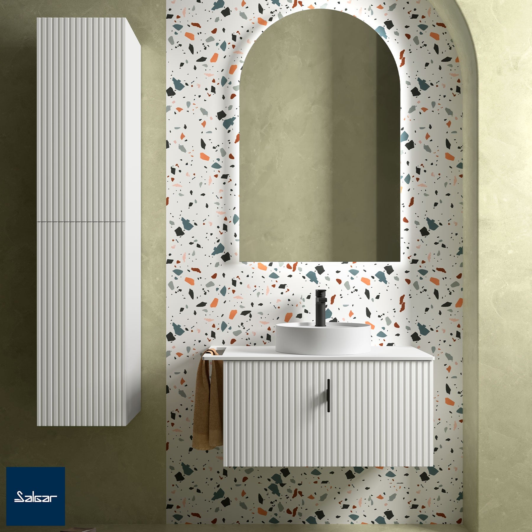 Mueble de baño BIBA white cotton 80 cm 1 cajón