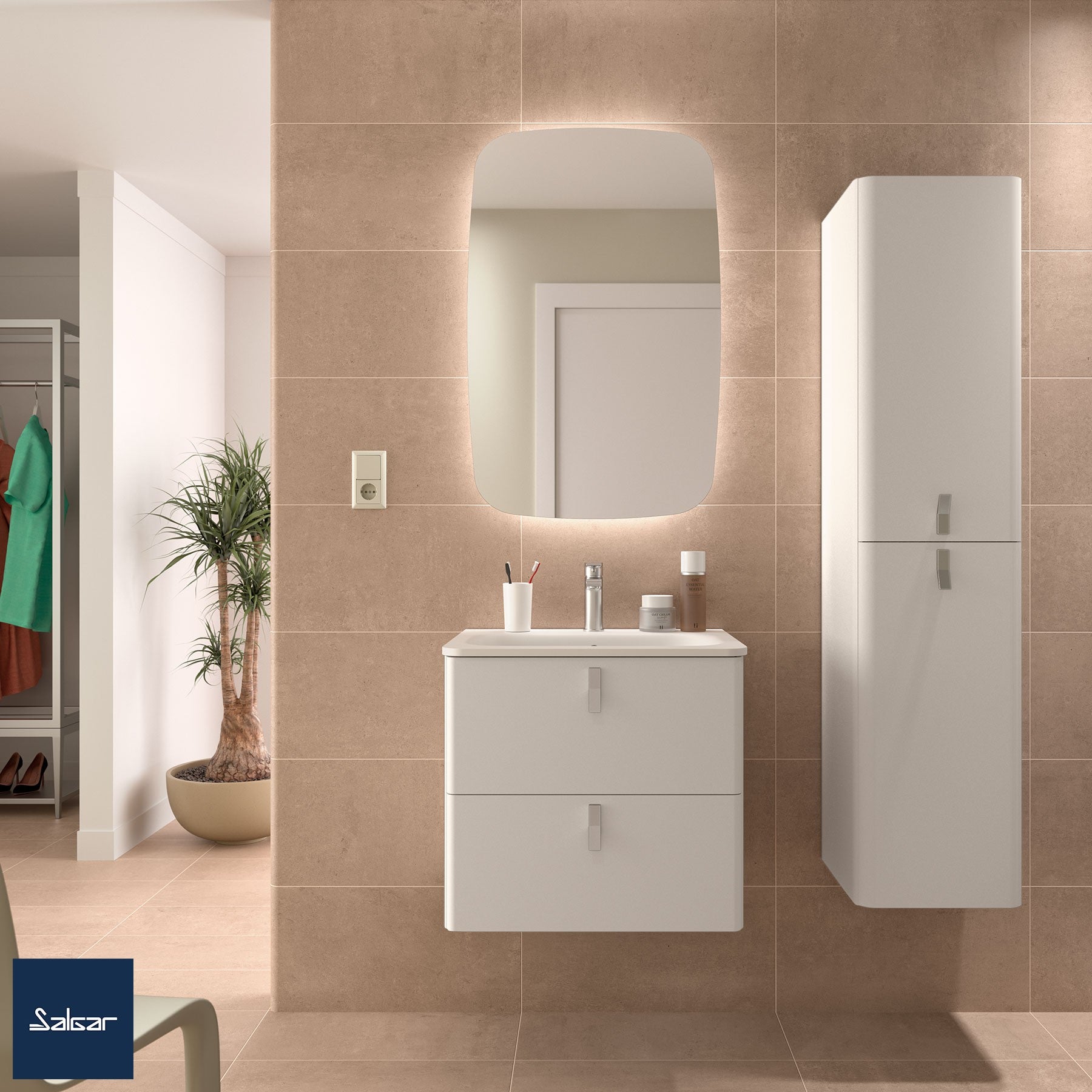 Mueble de baño Uniiq nata 60 cm 2 cajones