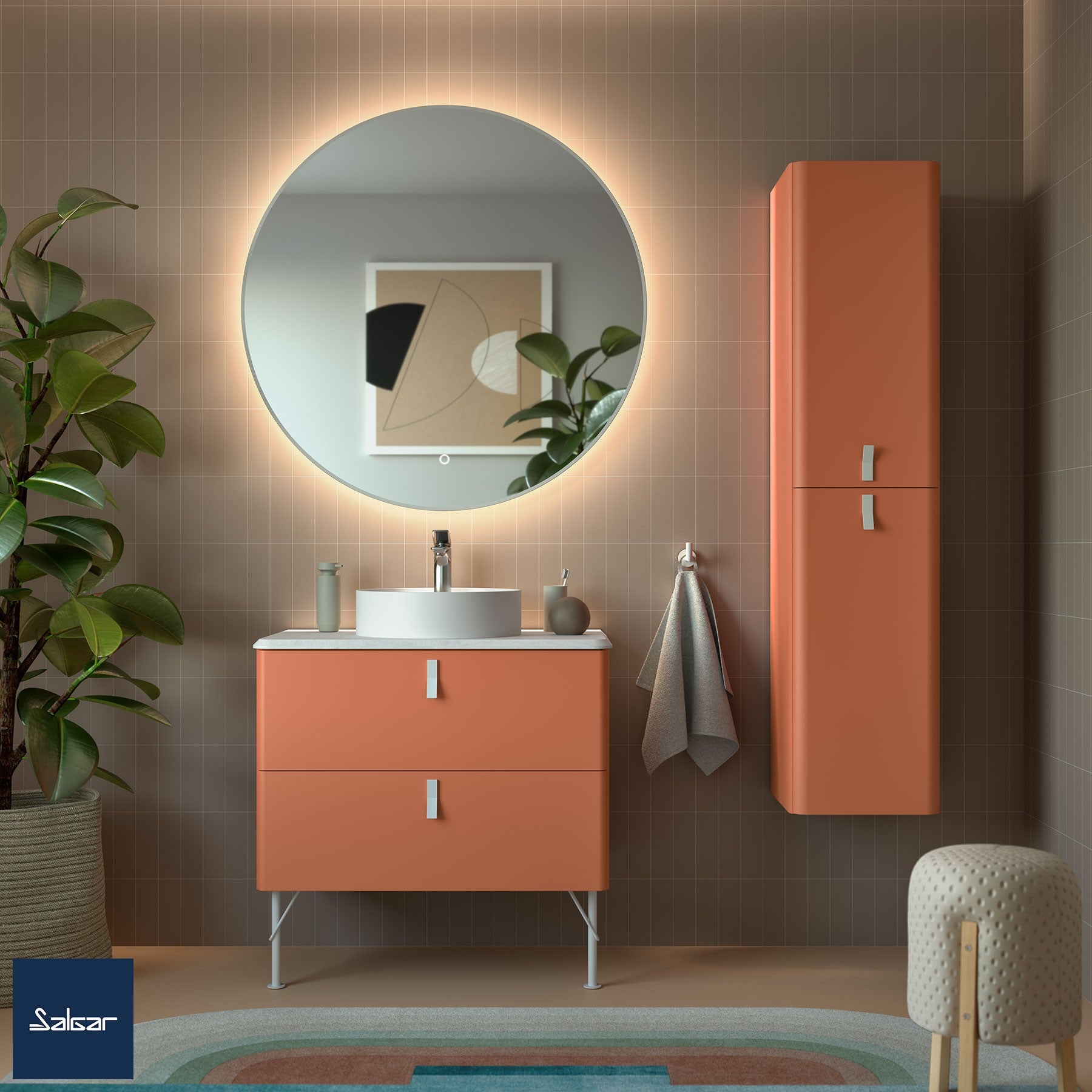 Mueble de baño Uniiq terracota 80 cm 2 cajones