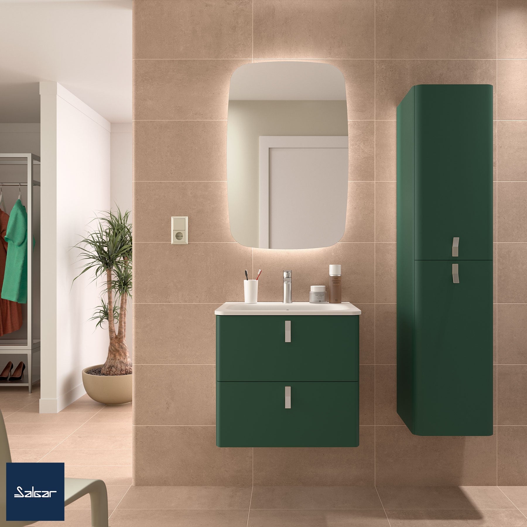 Mueble de baño Uniiq royal green 60 am 2 cajones