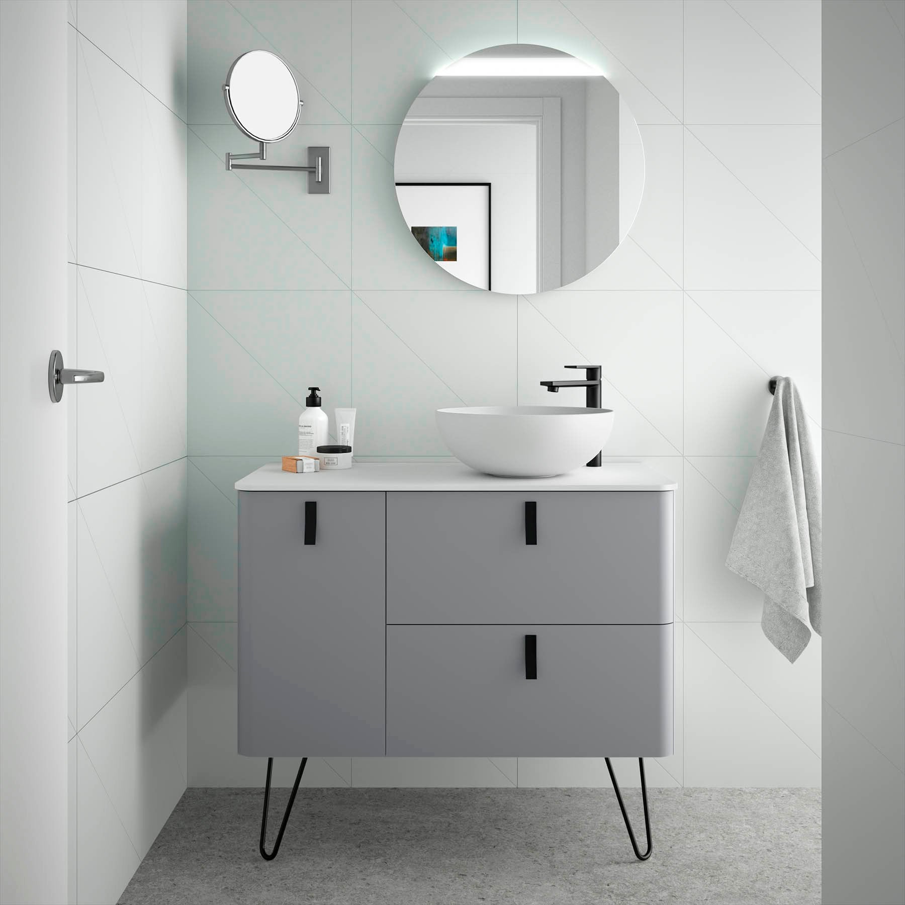 Mueble de baño Uniiq  Izquierdo HUMO 90CM