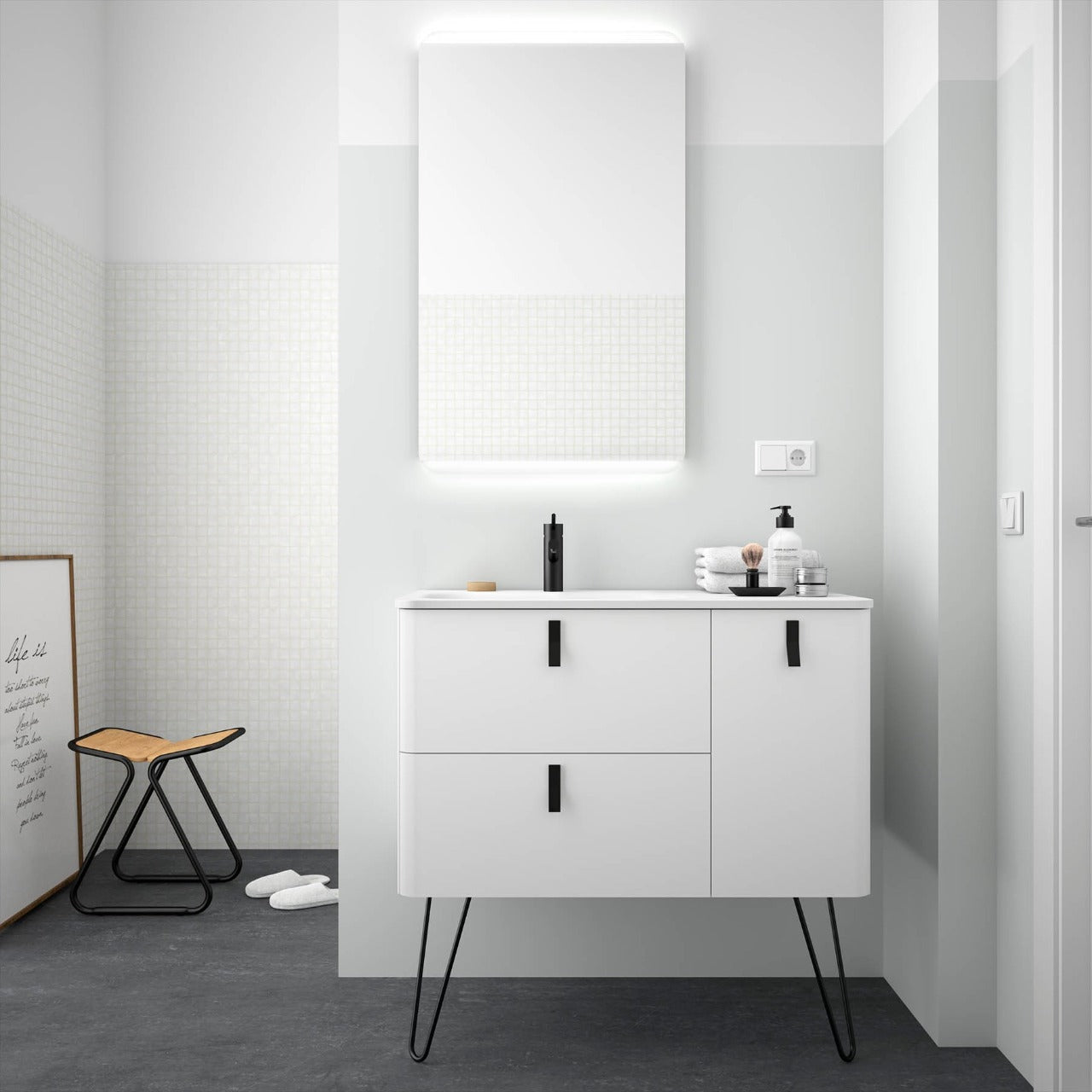 Mueble de baño Uniiq derecho 90 CM