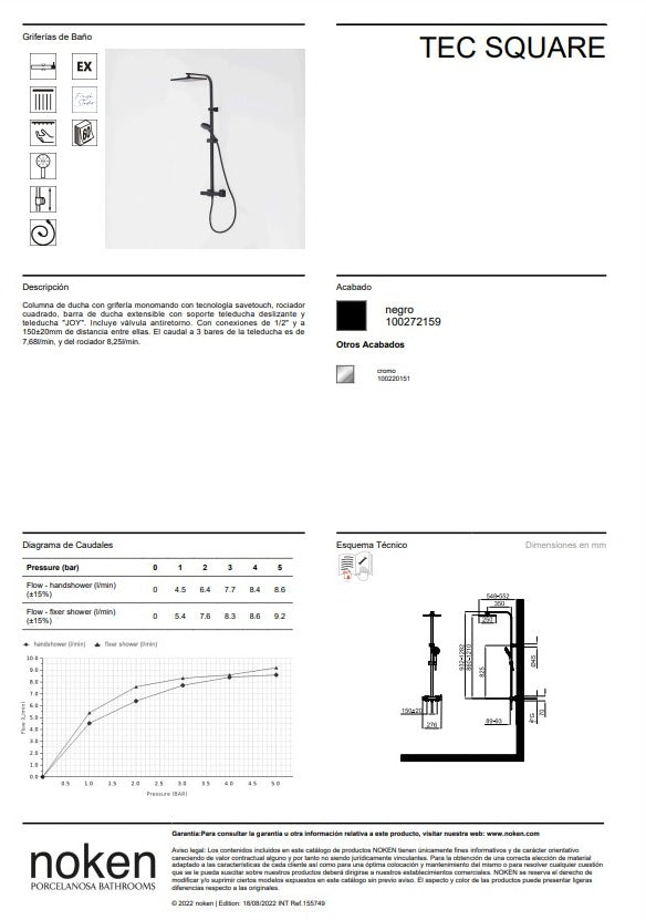 Columna Tec Square Ducha