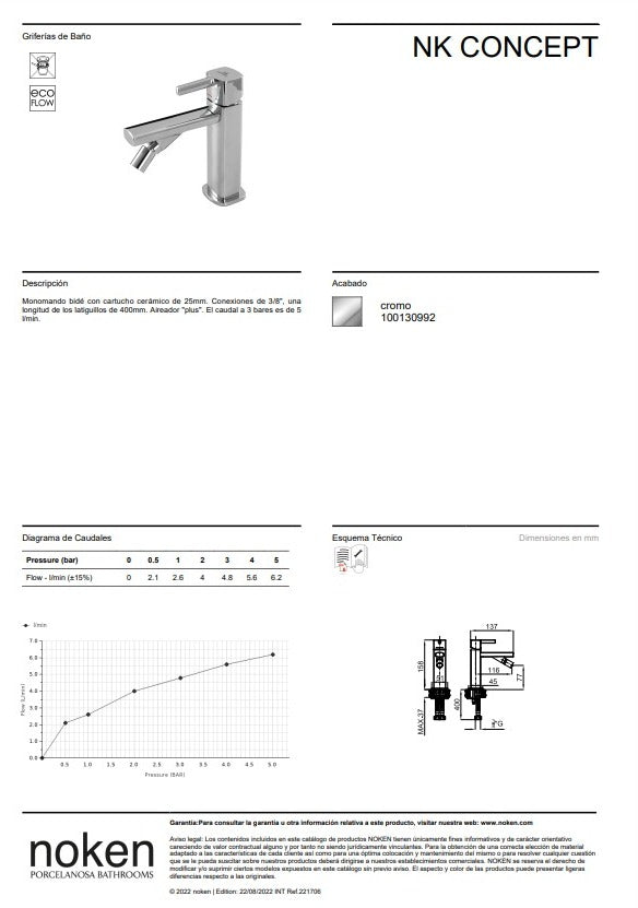 Grifería Nk Concept Bidet